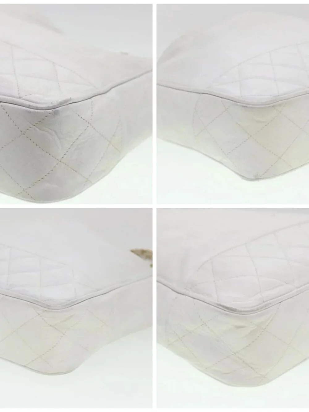 CHANEL Chain Shoulder Bag Lamb Skin White CC Auth yk6254